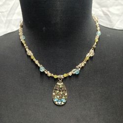 1928 Vintage Style 15 1/2 In. Necklace with Teardrop Pendant 