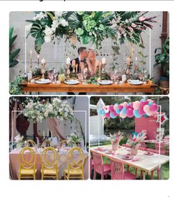 2 Pack - White Table Arch, Hanging Display Arch Tabletop Stand for Wedding