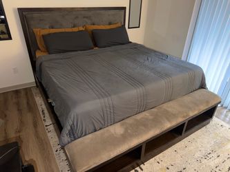 King Size Upholstered Bed Frame – $400 OBO