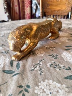 Vintage Mid-Century 24K Weeping Gold Panther Planter