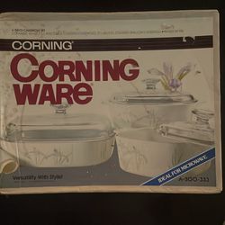 Vintage Corning Ware Shadow Iris 6-Piece Casserole Set (Original Box)