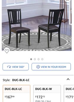 ast West Furniture Dudley dining chair set - Faux Leather Seat and Black Solid wood Frame dining chair set of two