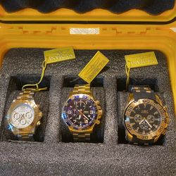INVICTA COLLECTOR,S SET OF 3 WATCHES WITH DIVE CASE