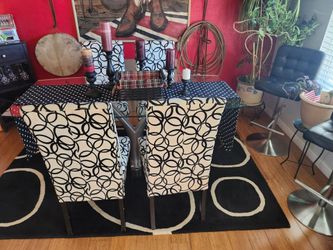 4 chairs and heavy glass/granite table