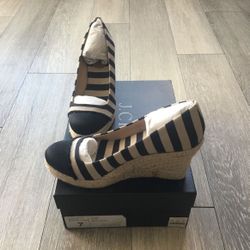 J.crew Striped Espadrille Wedges