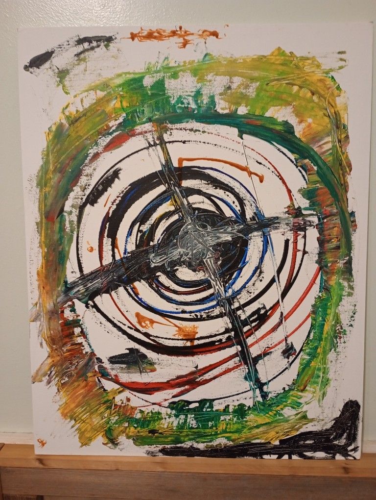 Original Abstract Art Painting 28" x 22" Acrylic on Canvas Panel *50.00*
