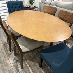 All Modern Fenway 70.5” Pedestal Dining Table (Oak Color)
