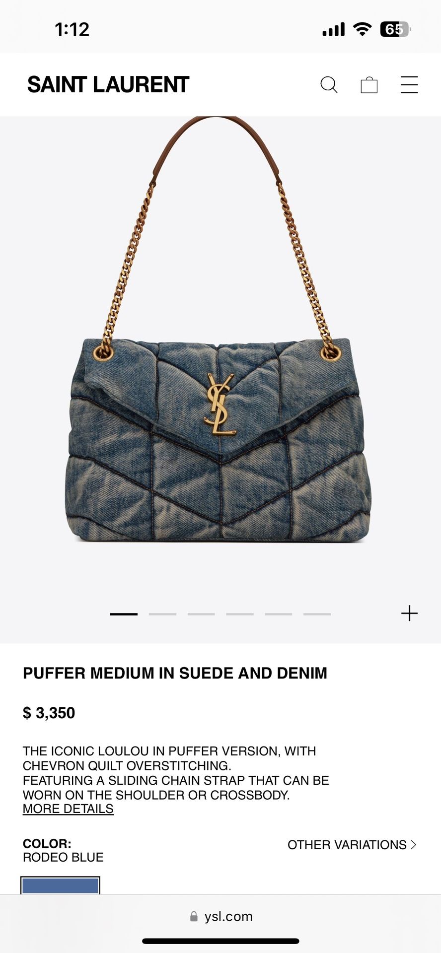 YSL Denim Puffer Bag