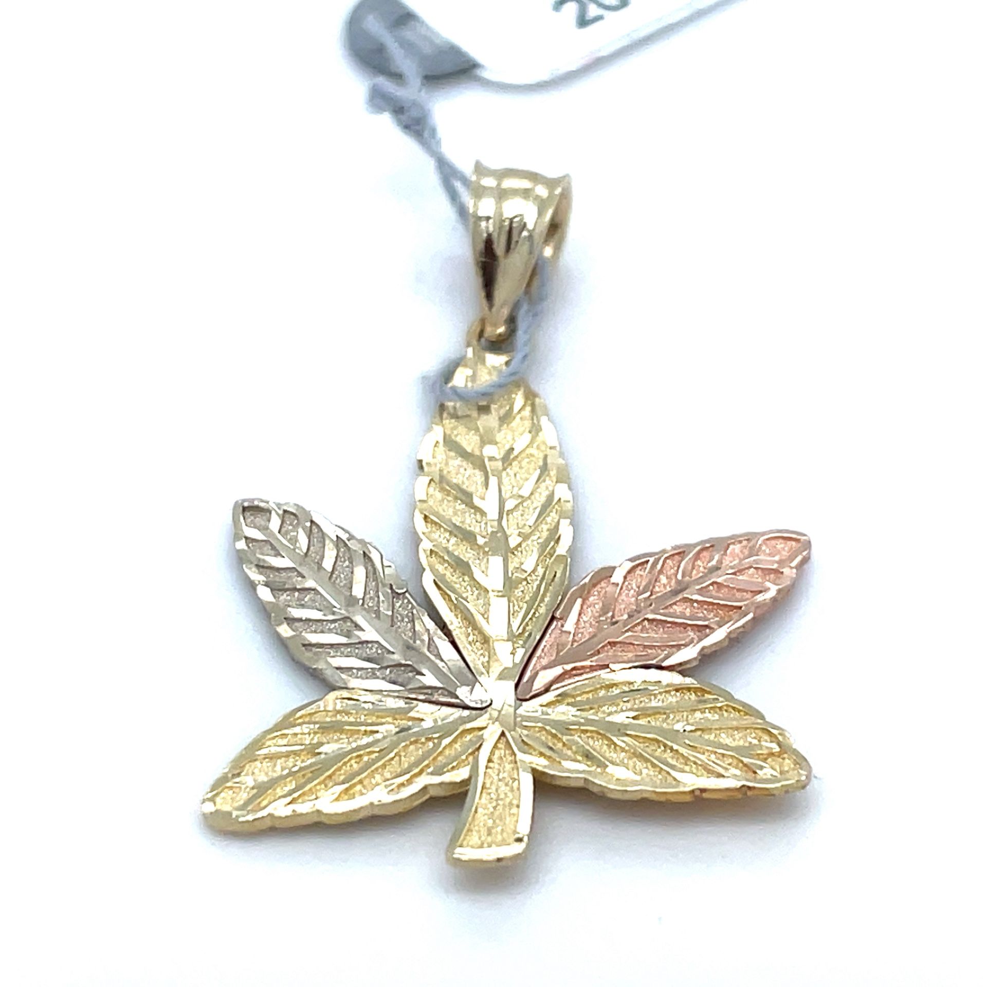 14Kt Tri Color Gold Weed Leaf Pendant 1.90g 202197/11