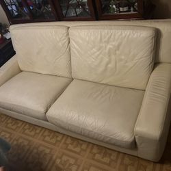 Beige /white Leather Couch