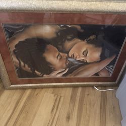 Large Framed Romantic Art Print – Couple Embrace