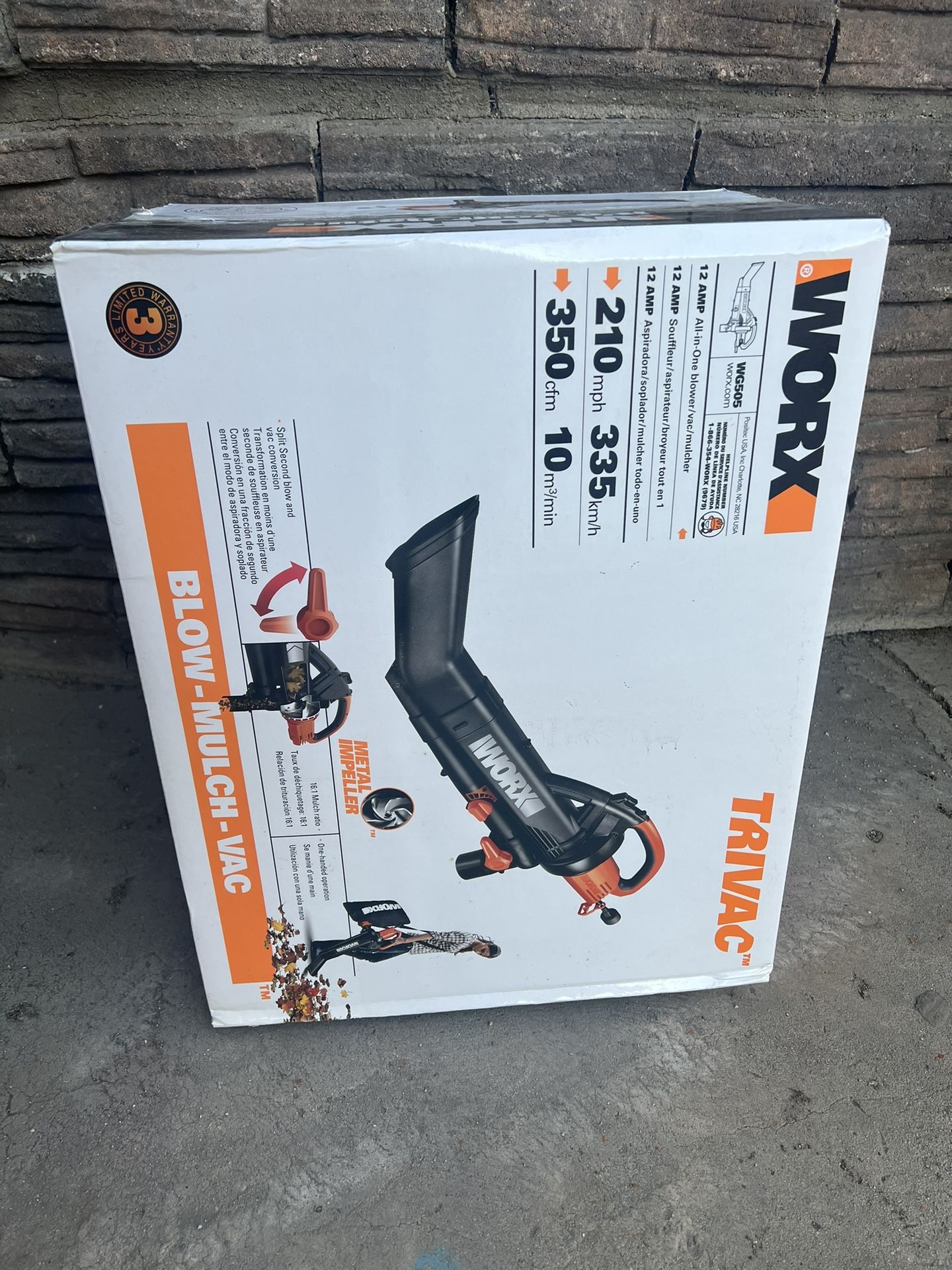 120 MPH 350 CFM 12 Amp Electric Leaf Blower/Mulcher/Vac with Metal