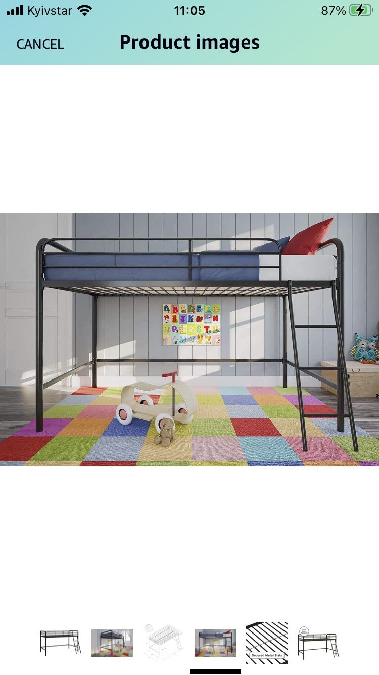 New Twin Size Junior Metal Loft Bed