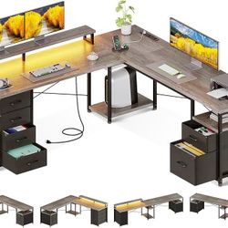 66" L Shaped Desk, 113" Computer Desk