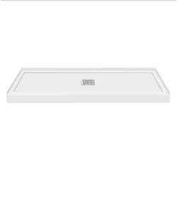 Linear 36 in. L x 60 in. W Alcove Shower Pan Base with Center Drain in Grey