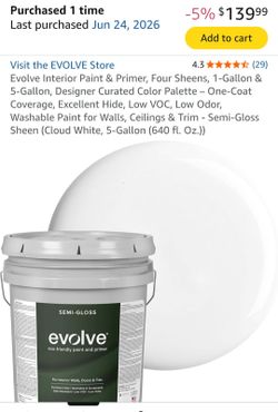 Semi Gloss Cloud White 5 gallons