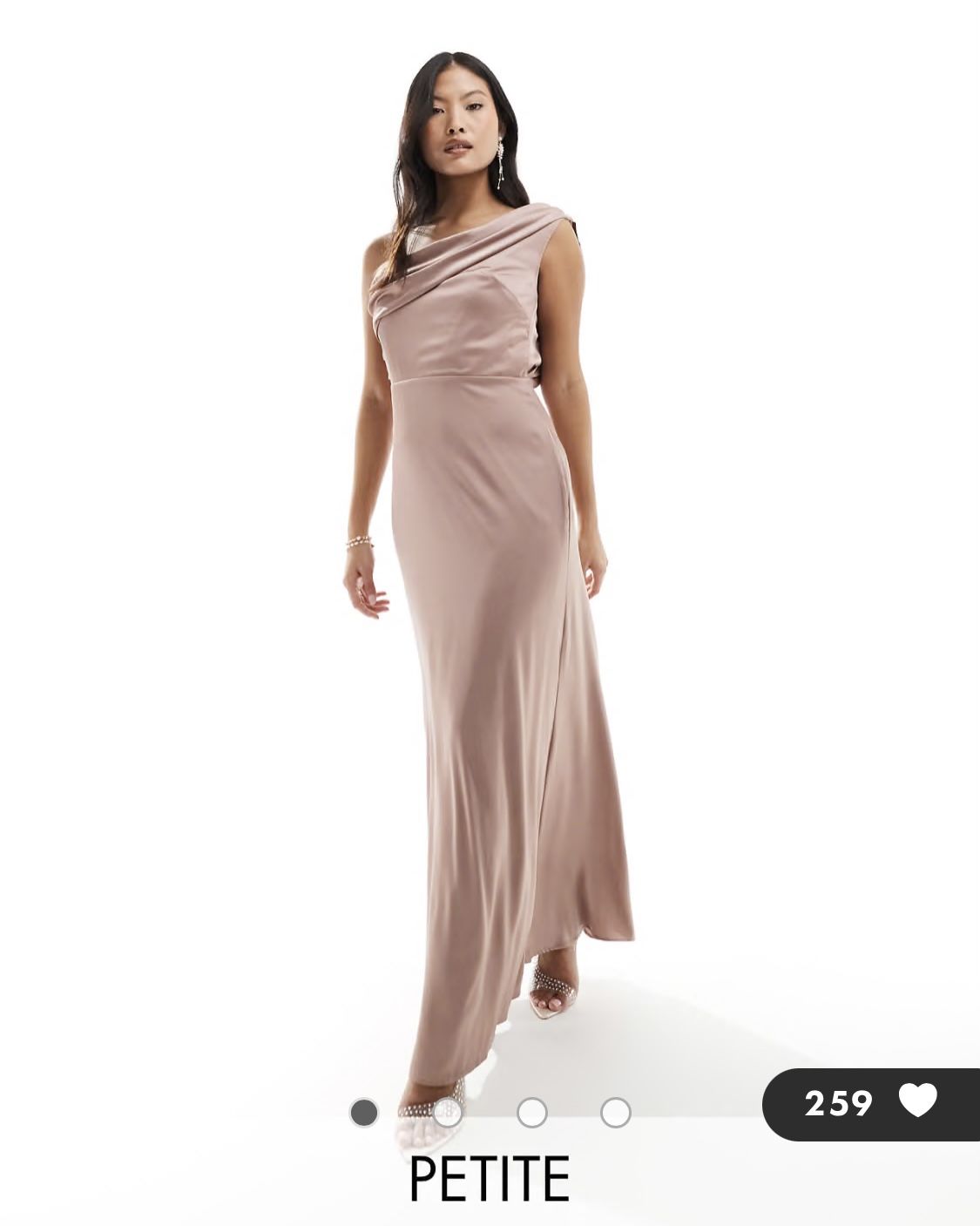 Petite Rose Brown Pink Satin Bridesmaid One Shoulder Dress Petite Rose Brown Pink Satin Bridesmaid One Shoulder Dress