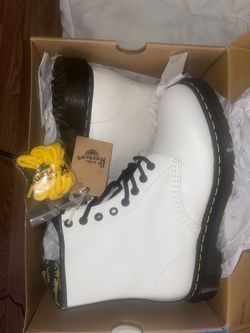 Dr. Martens White Leather Boots size 8
