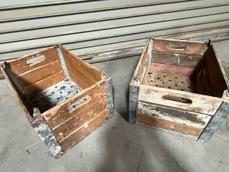 Pair of Vintage 1950s Arden Farms Wooden Milk Crates