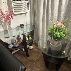 Glass Living Room Table Set 2 Pair Small And Large Glass Table