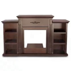 70 in. Media Console Open Shelves Elegant Organization TV Stand in Espresso (Stand Only) Without Electric Fireplace