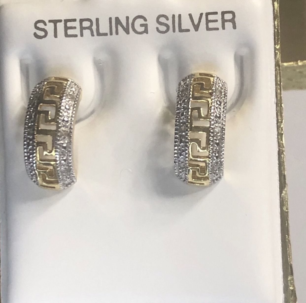 Genuine Diamonds Stud Earrings Solid .925 Sterling Silver