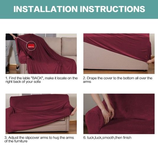 Burgundy Velvet Couch Cover