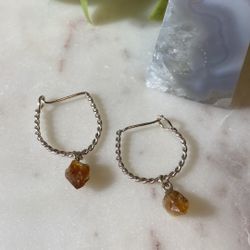 Citrine Earrings | Silver Plated