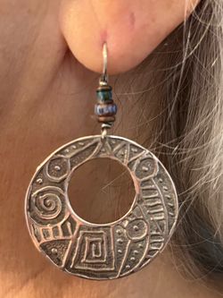 Vintage Sterling Silver Southwestern Large Earrings