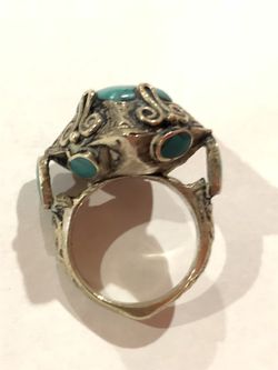 Silver Medieval Turquoise Stone Lovely wonderful Old Ring