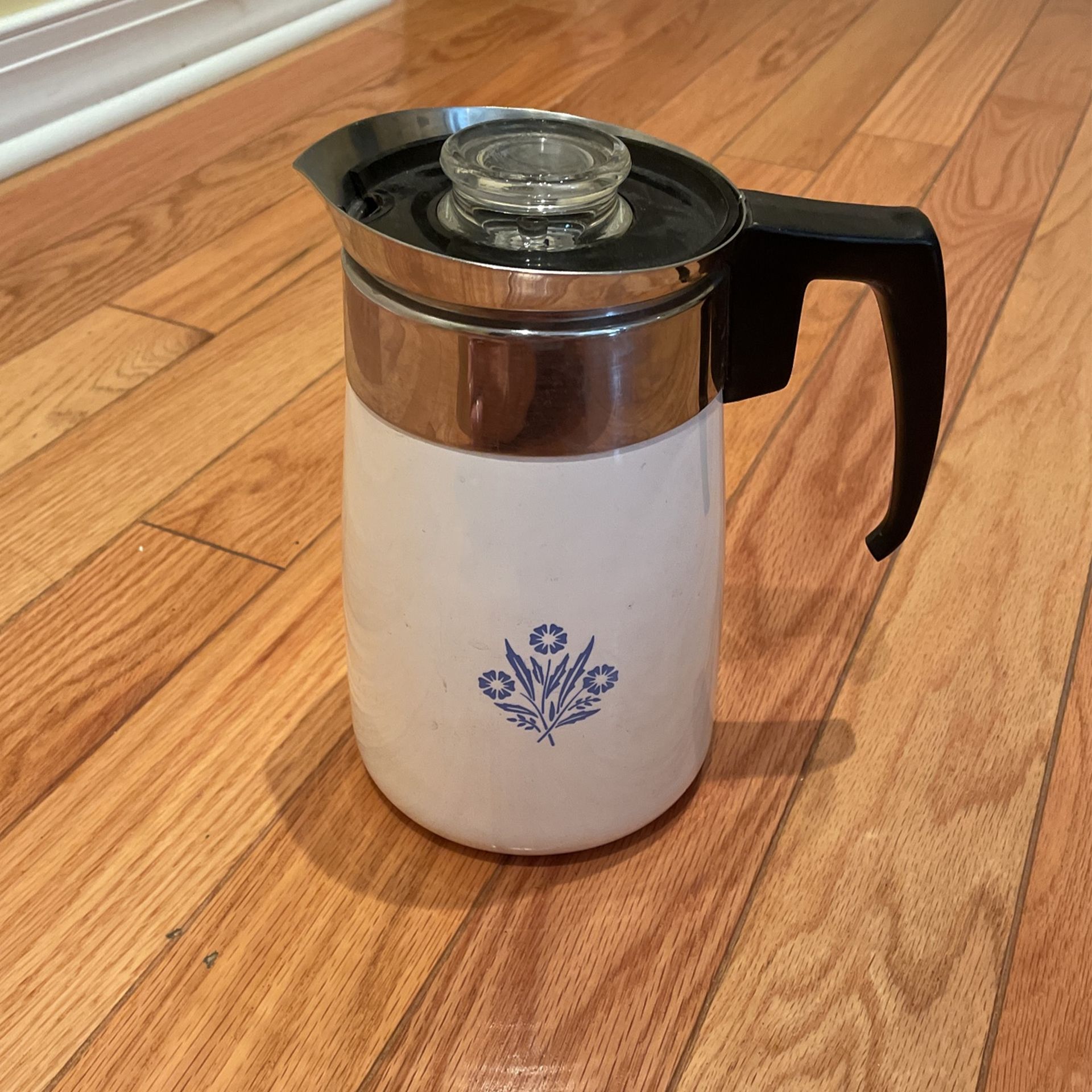 Vintage Corning Ware Blue Cornflower 6 Cup Stovetop Coffeepot Percolator