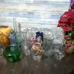 16 Vase Pots Holders For Flower Decorations Glass, Ceramic Assortment 