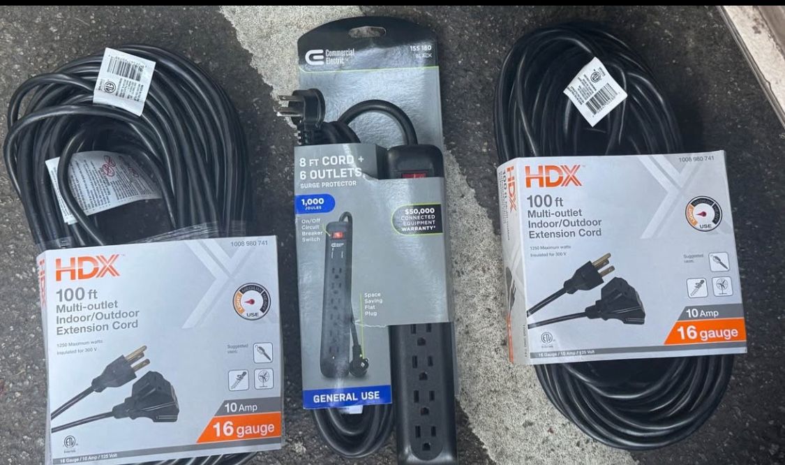 2 X 100ft Ext. Cable + Power strip