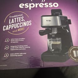 New in box steam espresso maker, Mr. coffee, espresso