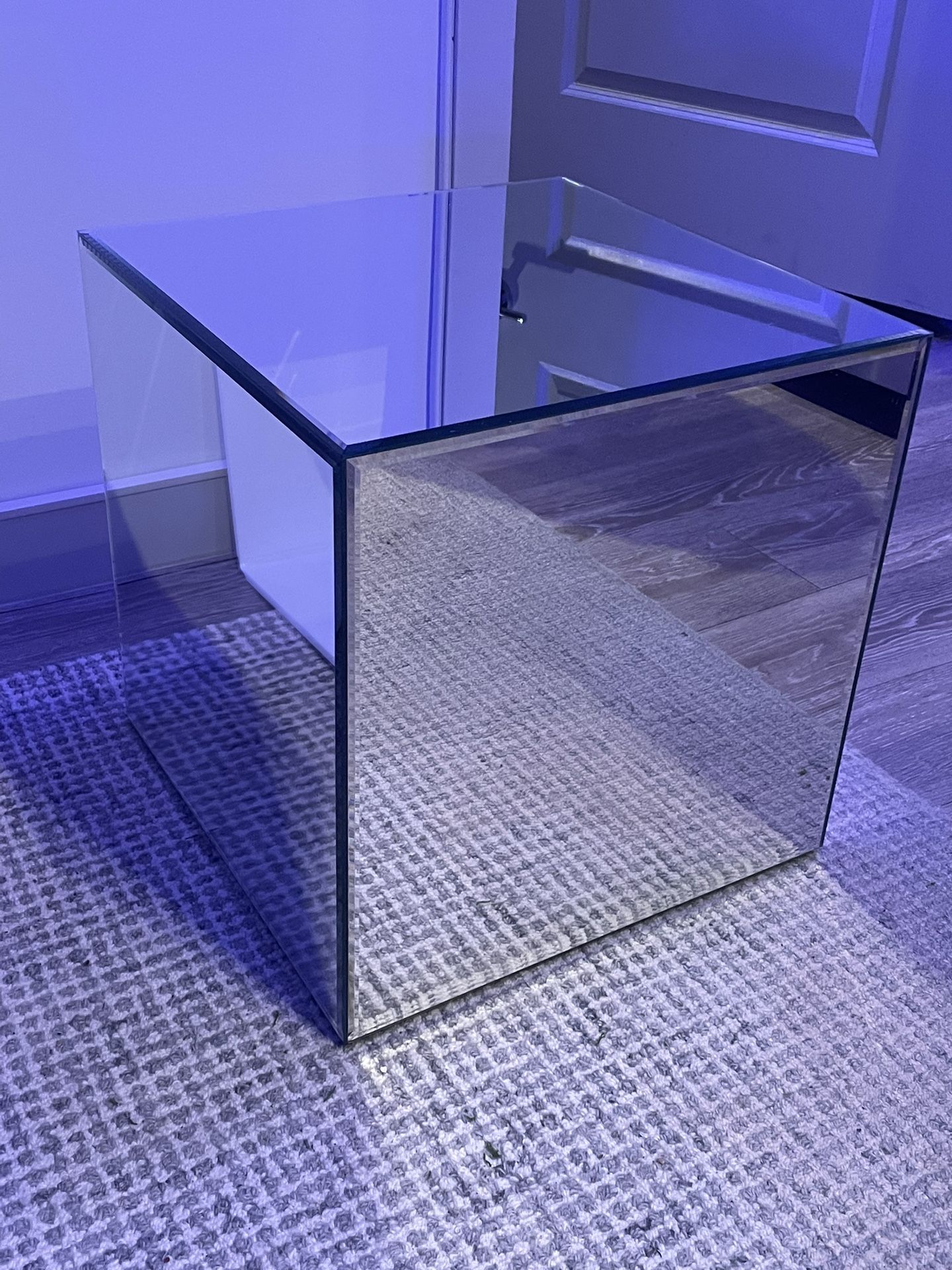 Mirrored Glass Top End Table