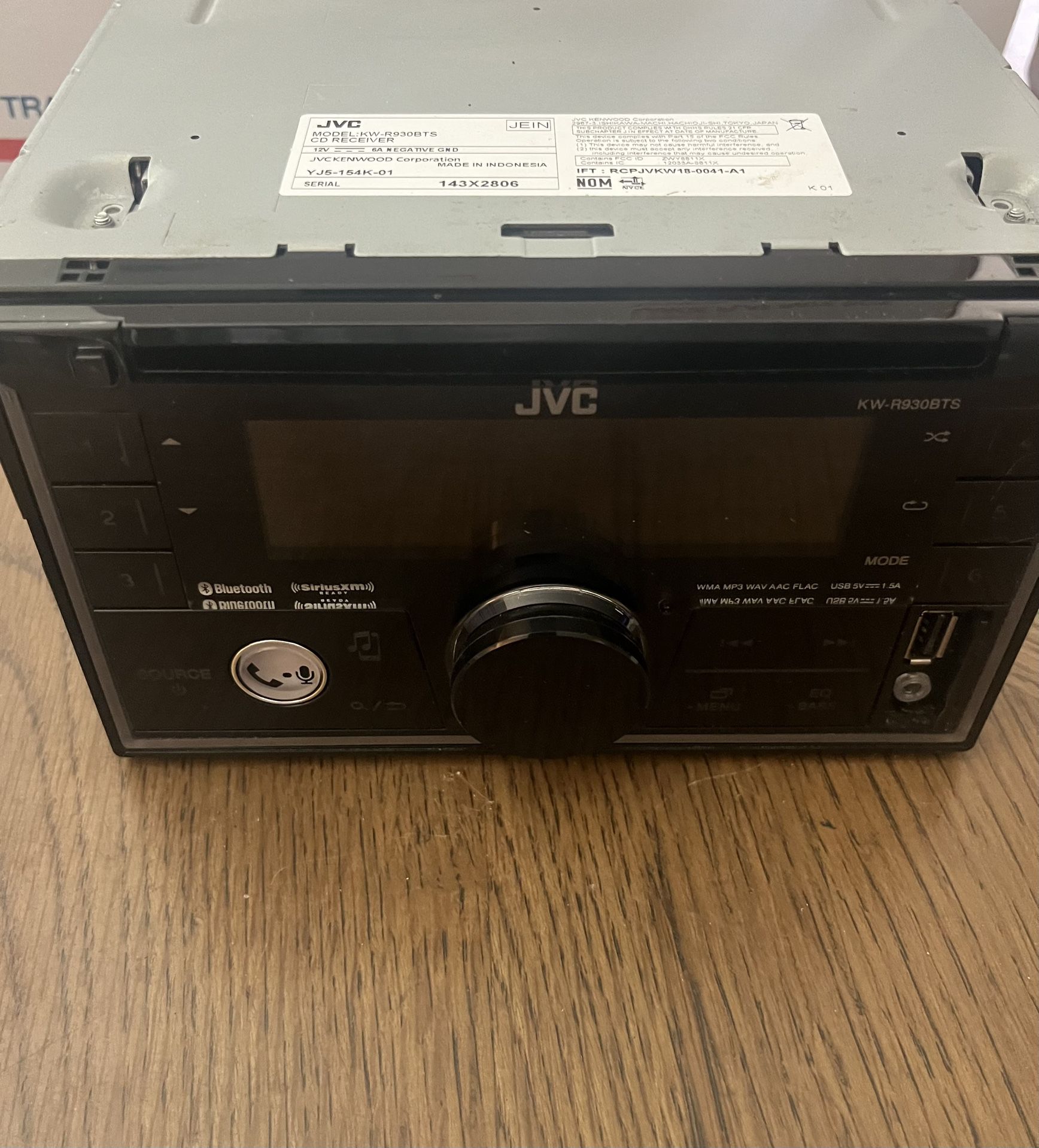 JVC KW-R930BTS Bluetooth AM FM CD Receiver Android iPhone USB Aux & More