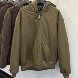 Carhartt Brown Hooded Zip Up Jacket Large