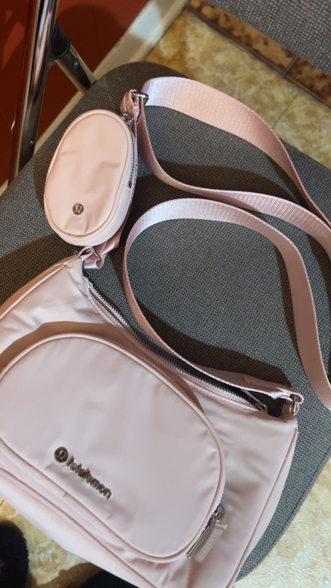 Lululemon Pink Cross Body Bag With Pouch