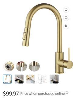 Havin Gold Kitchen Faucet with Pull Down Sprayer, High Arc SUS304 Stainless Steel, Brushed Gold Finish, cUPC Cartridge, with10 Deck Plate, Fit for 1/2