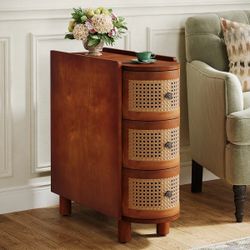 Farmhouse Real wood  3-Drawer Side Table