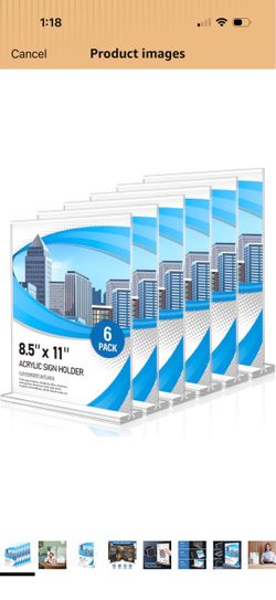 20 pcsAcrylic Sign Holder 8.5 x 11 6 Pack, Double-Sided Clear Sign Holder Plastic Stands for Display, Table Sign Stands, T Shape Flyer Holder