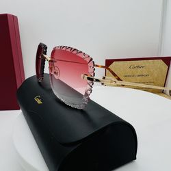 Cartier Sunglasses Red Lenses Diamond Cut