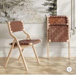 Modern Dining Chair Wooden Foldable Stackable for Kitchen & Dining Room with Woven Seat & Webbing Back, Sturdy Stable Furniture Sets for Indoor Use, E