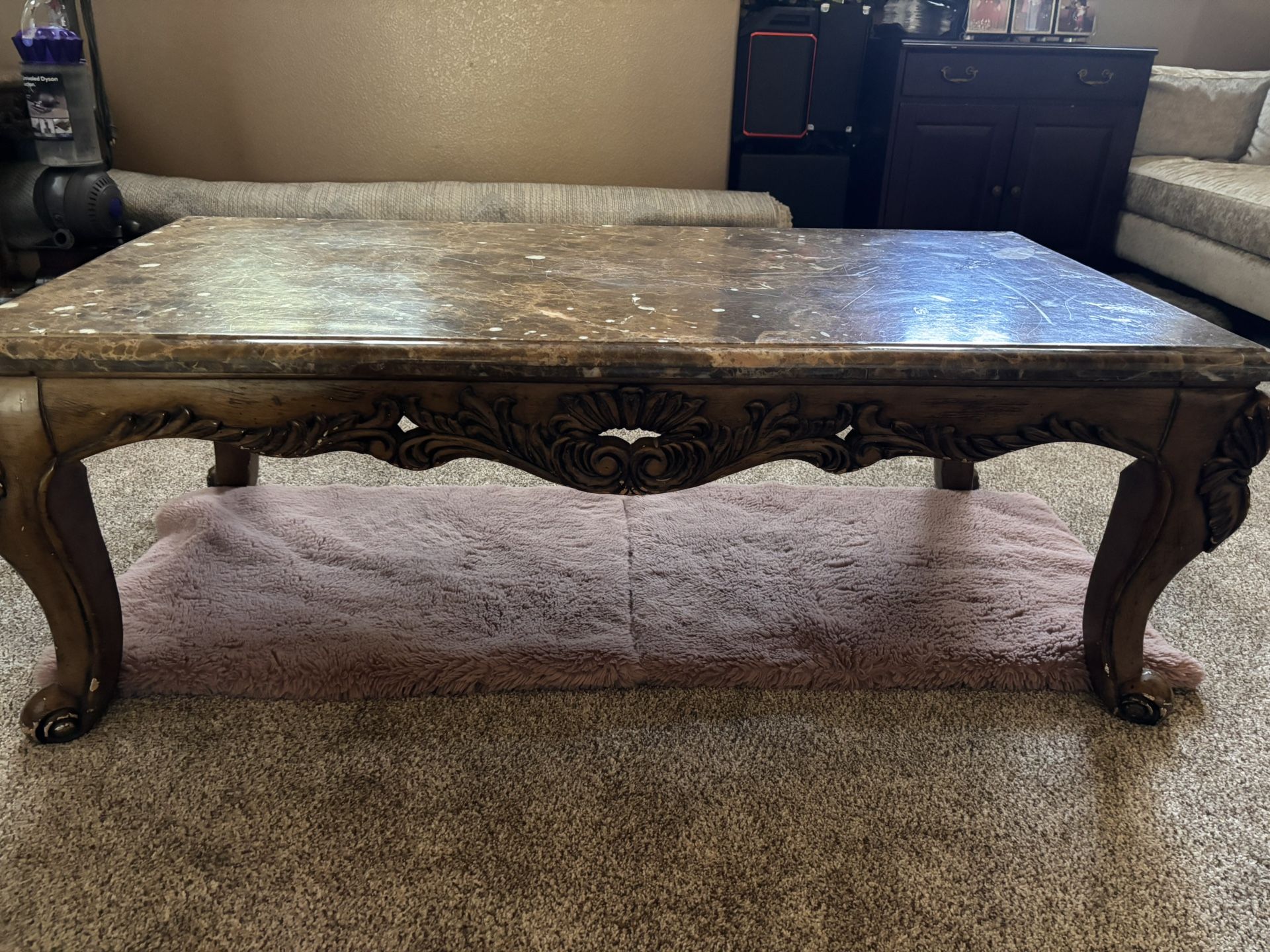 Marble Coffee Table and Corner Table (2 Pcs Set)