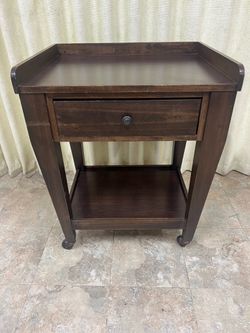 Victoria Cabinetworks Rolling Wood Nightstand/ Bar Cart