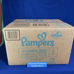 Pampers Cruisers 360 Degree Size 3 (16-28Lbs) 168 Count Leakproof