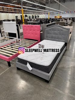 New twin bed frame with mattress