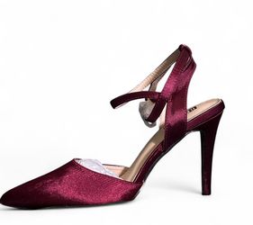 Burgundy Velvet Pointed-Toe Stiletto Heels