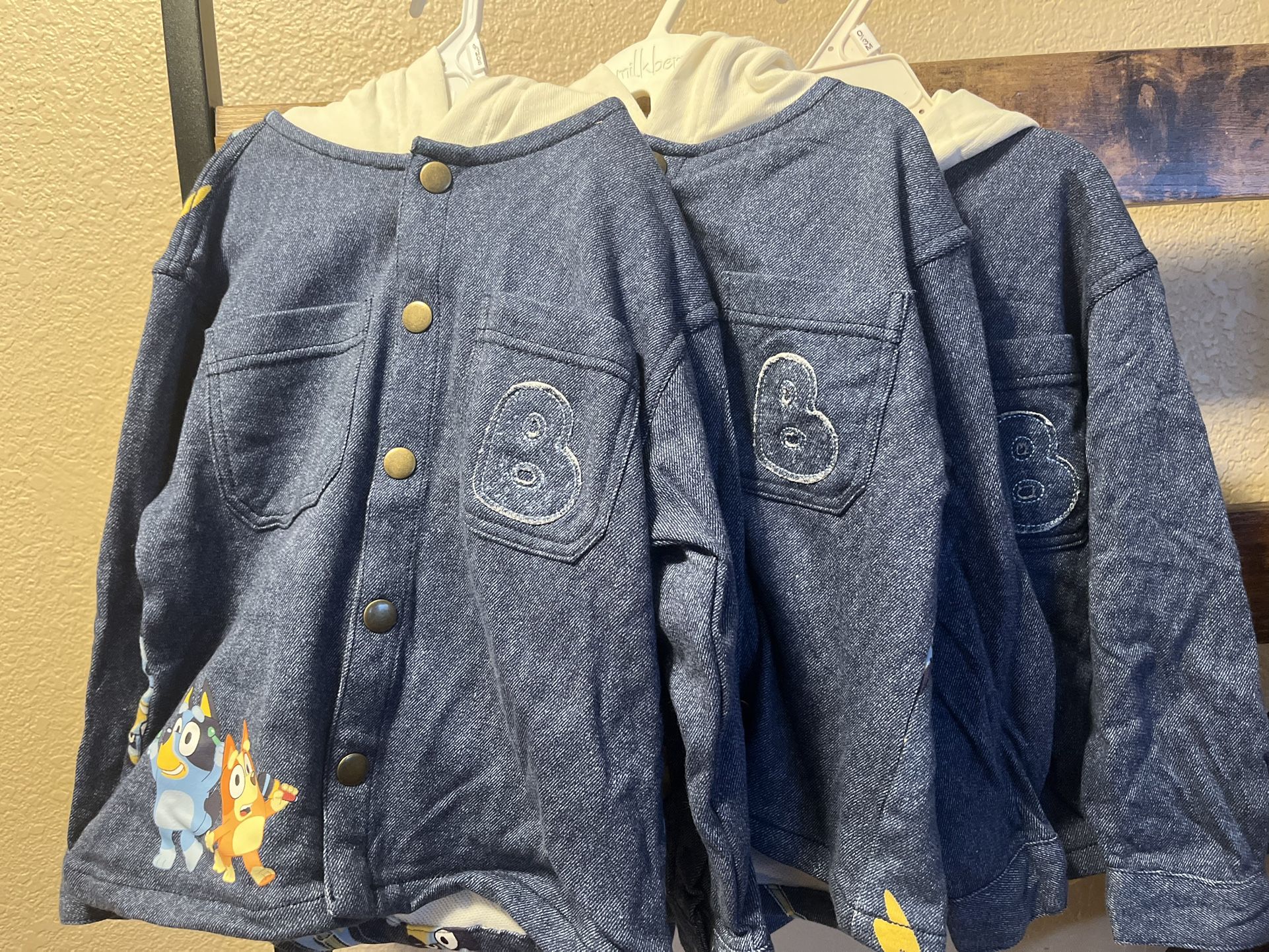 Bluey Knit Denim Button Up Hoodie