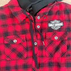 Harley-Davidson Plaid Flannel Hooded Shirt